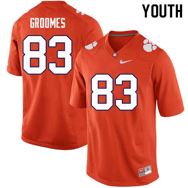 Youth #83 Carter Groomes Clemson Tigers College Football Jerseys Sale-Orange